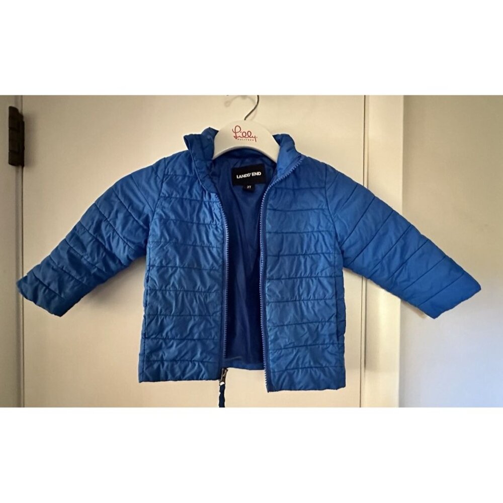 Boys LANDS END Lightweight Puffer Packable Jacket Blue Size 2T - Picture 5 of 5